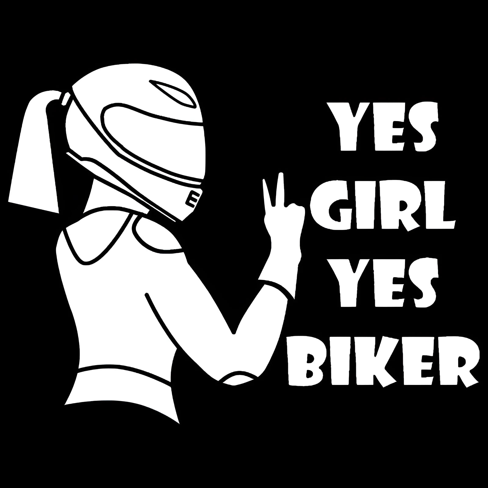 Cool Girl Rider black character vinyl car sticker measuring 16cm by 15cm.