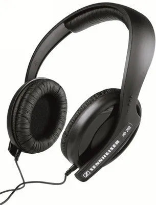 Black head-mounted monitor headphones with microphone and 3.5mm plug