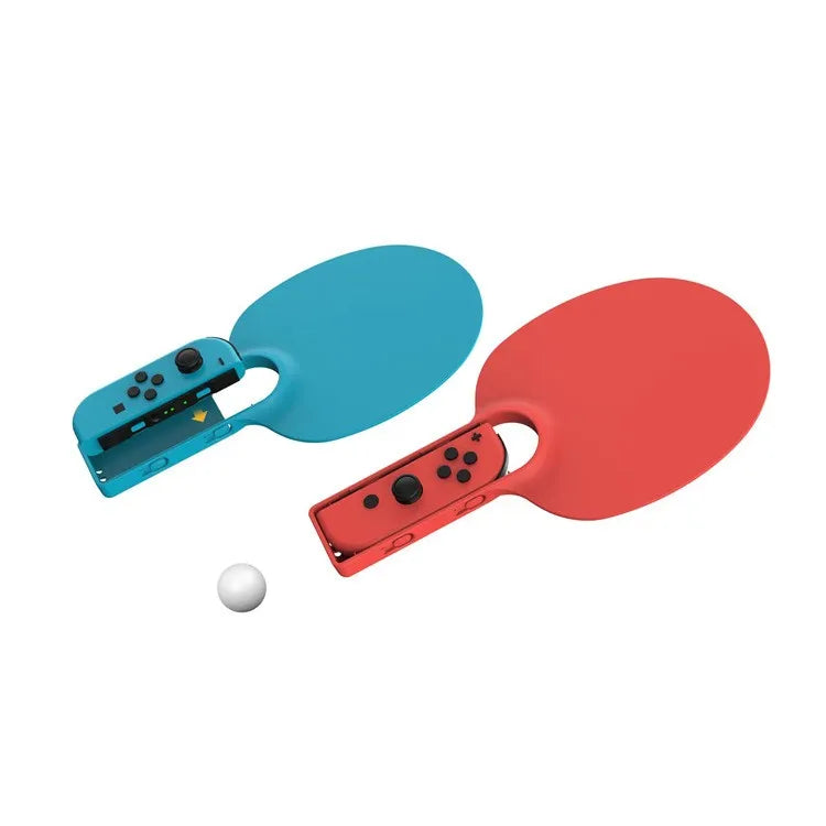 Pair of blue and red ABS Joy Con racket grips for Nintendo Switch table tennis game