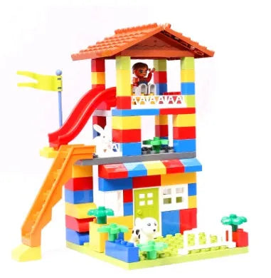 Children's puzzle building blocks large particle plastic set city baby theme for toddlers