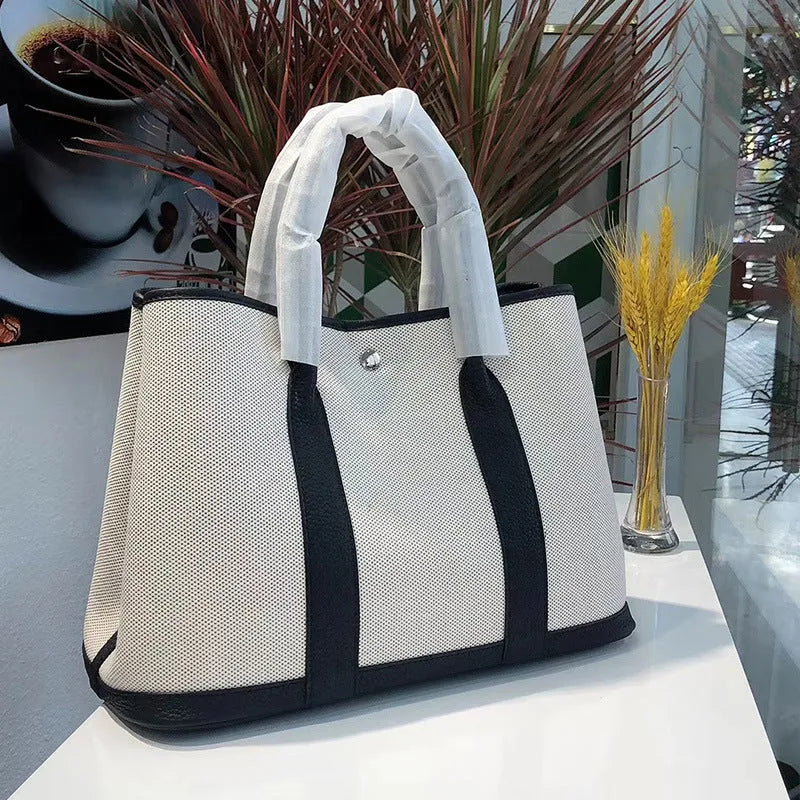 Women's canvas and leather crossbody bucket tote bag in multiple colour options