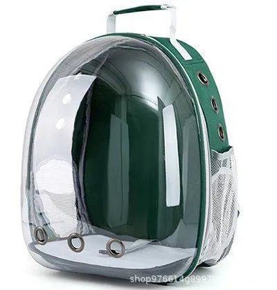 Grey PC hard-sided pet carrier bag with side-opening door, medium size for cats.