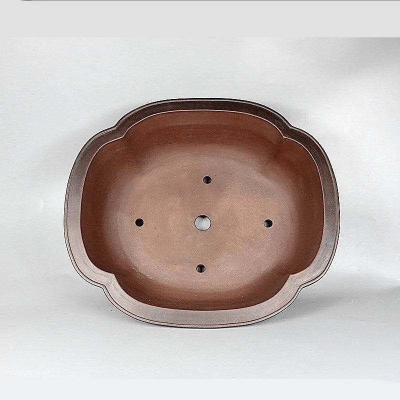 Handmade Chinese style crabapple shaped purple clay flowerpot measuring 74cm long