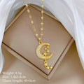 Moon tassel necklace with stainless steel chain and copper geometric pendant