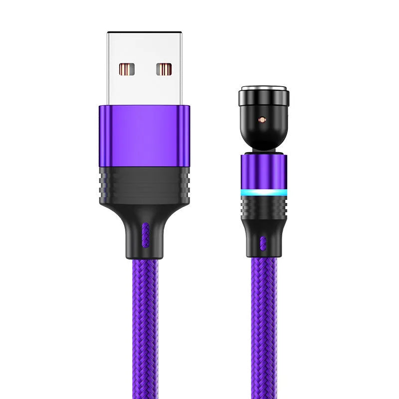 540 degree rotating magnetic suction charging cable for Type C Android, black 1m length, with magnetic head attached