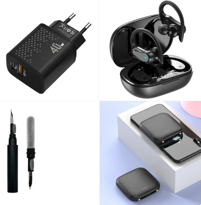 Compact black power bank showing 20000mAh capacity with LED flashlight function