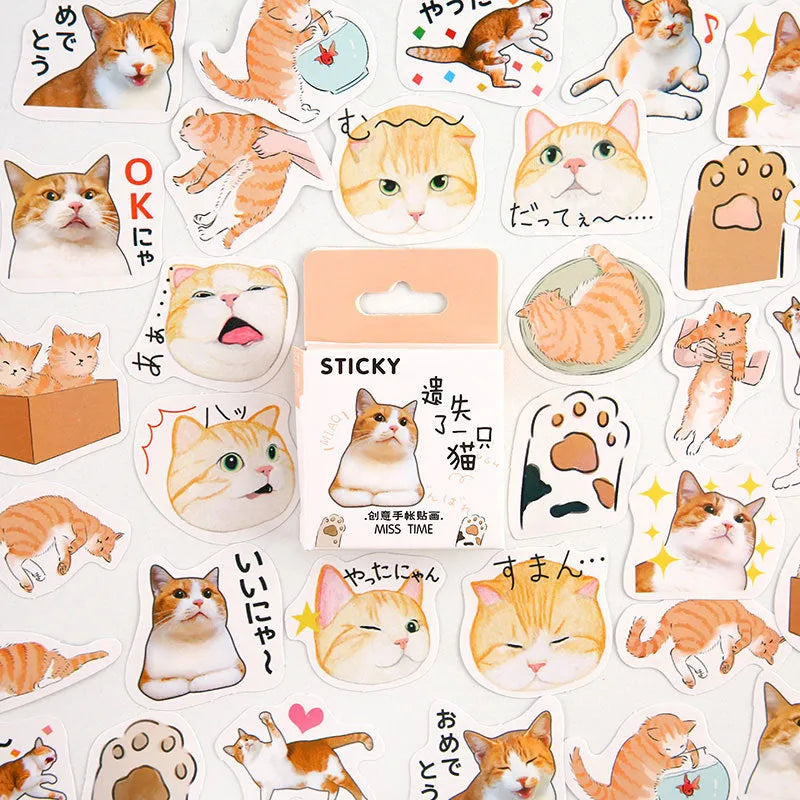 Children's decorative cartoon sticker set with 46 printed designs in protective packaging