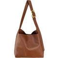 Women's black and brown shoulder bags with swinging threads and soft PU leather construction