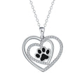 Copper necklace with heart-shaped dog paw pendant on cross chain, electroplated finish