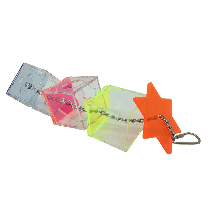 Transparent acrylic parrot foraging toy, 32 cm tall food container for bird nuts and fruit.