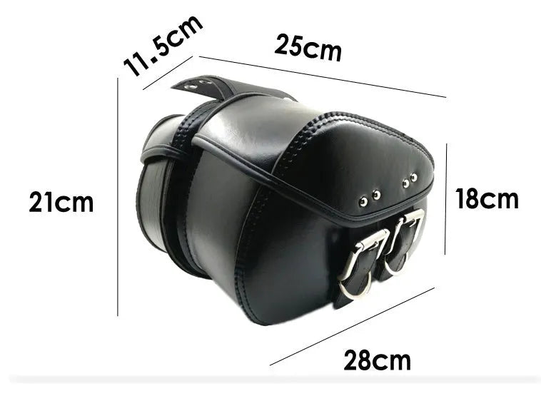 Black PU leather motorcycle saddlebags set of two left and right side storage 28x18x12cm for cruisers and Harley