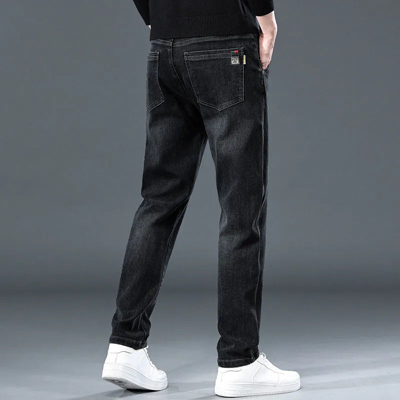 Slim straight casual trousers in blue grey colour showing mid waist design and pencil pants style