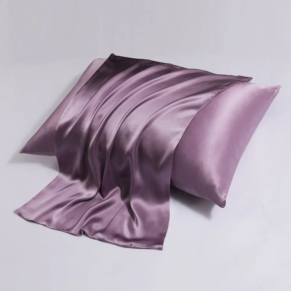 Silk zipper pillowcase in solid colour showing concealed closure and smooth double-sided fabric