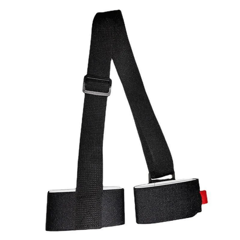 Adjustable skiing bandage shoulder strap with hook and loop fastening for ski equipment transport