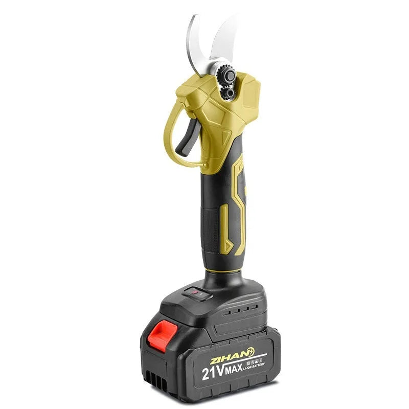 Wireless electric pruning knife with lithium batteries in plastic storage box