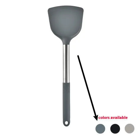 12-piece silicone kitchen utensil set with rotating storage bucket in black, dark gray or khaki