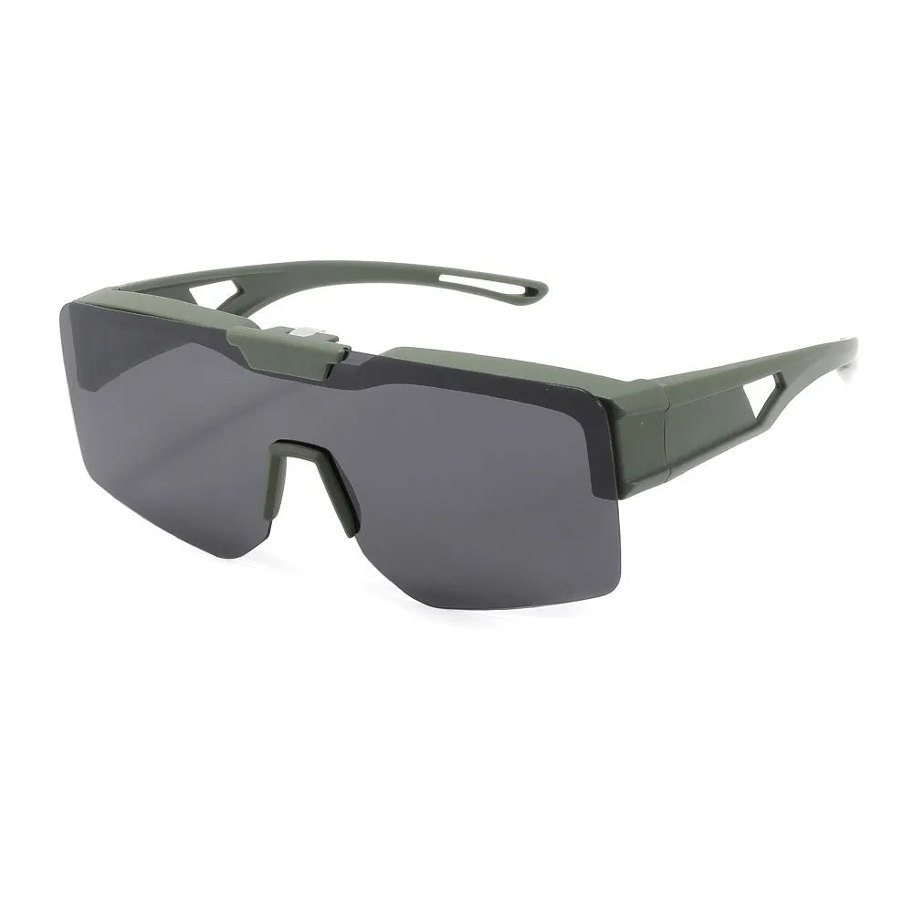 UV protection clamshell sunglasses with TAC lens and TR90 frame in sand green frame with gray lens