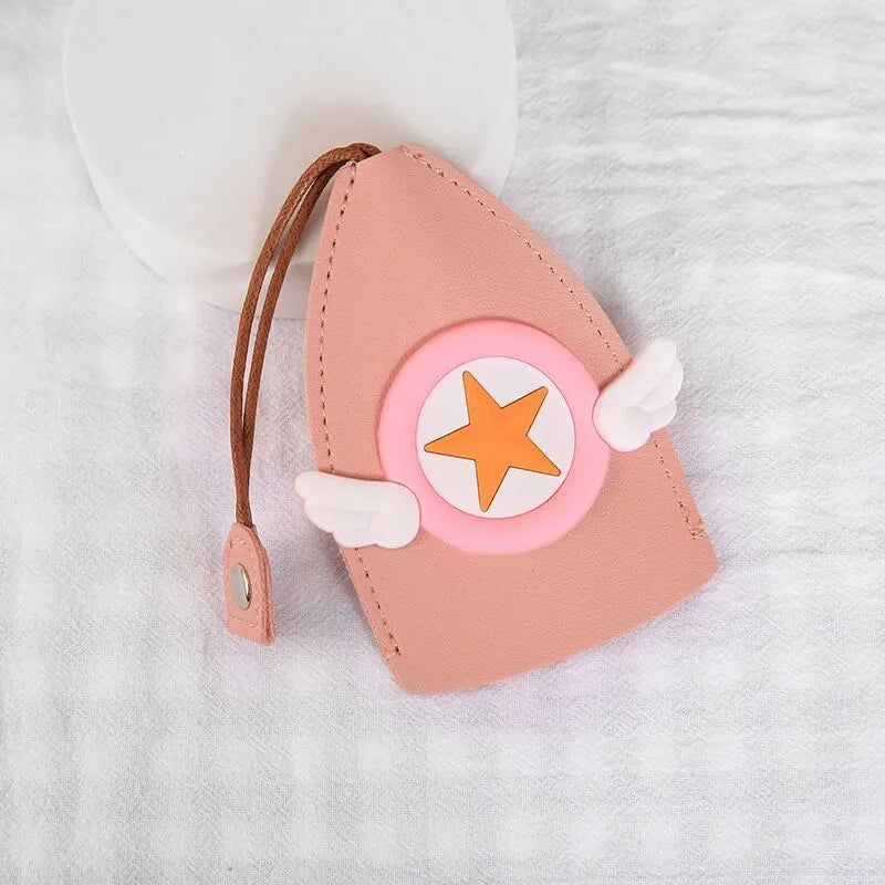 Cartoon style pull-out key case for car keys in PU leather with various colour options
