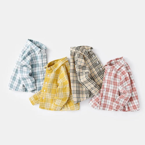 Boys' cotton lattice pattern shirt in multiple colours with animal and cartoon elements