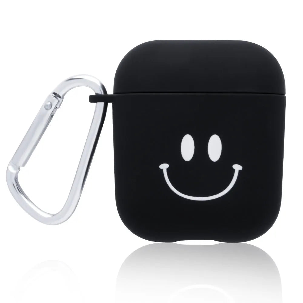 PC back cover for AirPods case with decorative designs including Flower and Smiley face options