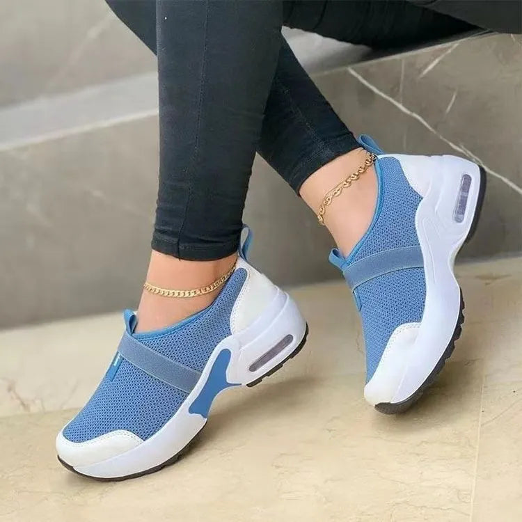 Women's lightweight mesh sneakers in multiple colours with round toe and non-slip rubber soles