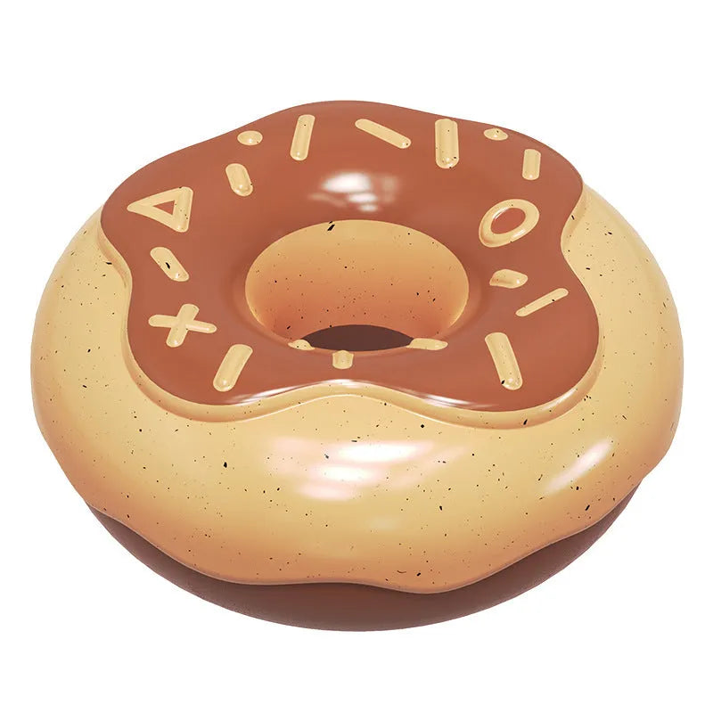 TPR donut shaped dog chew toy in pink colour with textured surface for dental cleaning