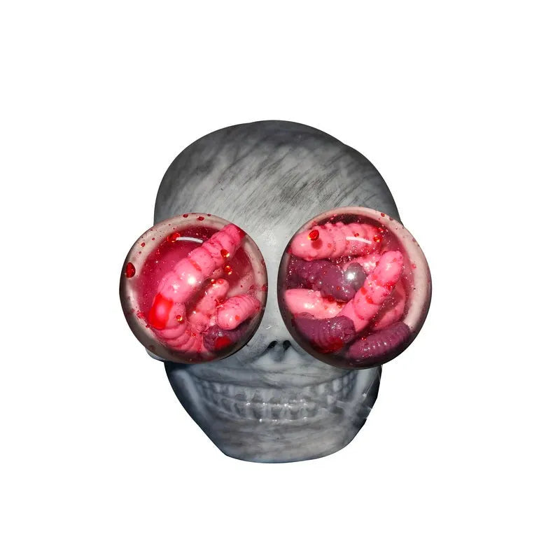Grey Halloween skeleton pinch decompression ball 8 by 7 cm with popping sound