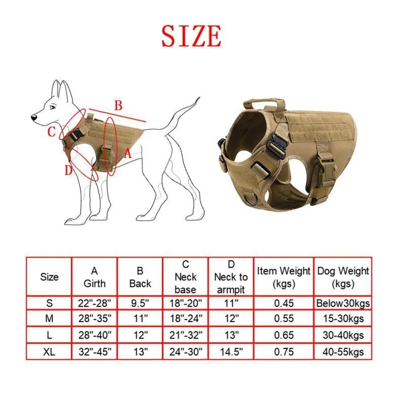 Polyester dog training battle suit vest set in camouflage, shown on a dog.