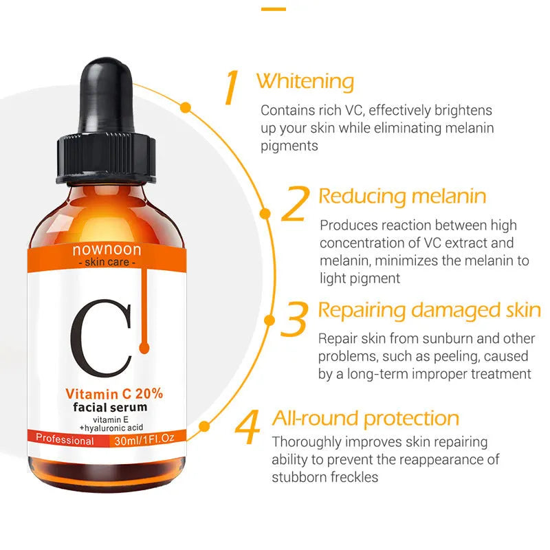 Vitamin C Facial Serum 30ml bottle with snow lotus extract for hydration