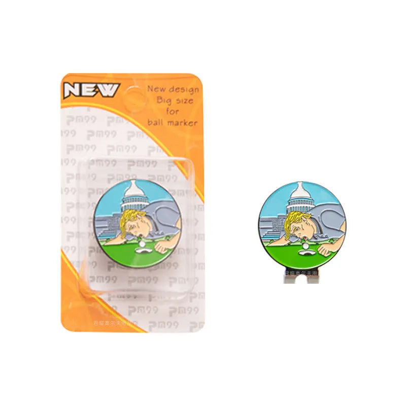 Zinc alloy golf hat clip with engraved pattern options including Dragon Year design
