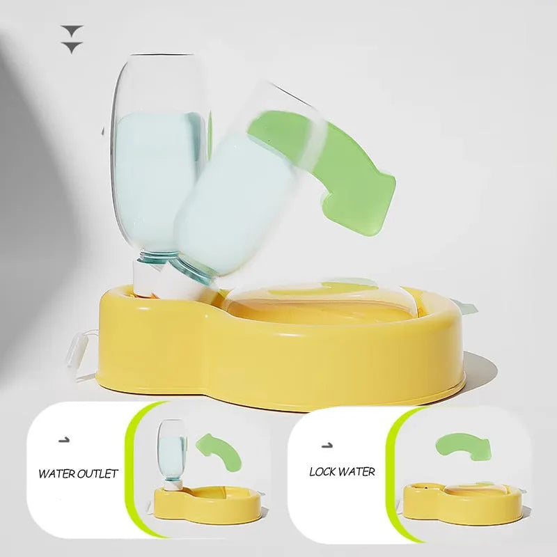 Green portable dog travel water bottle with integrated drinking bowl dispenser.