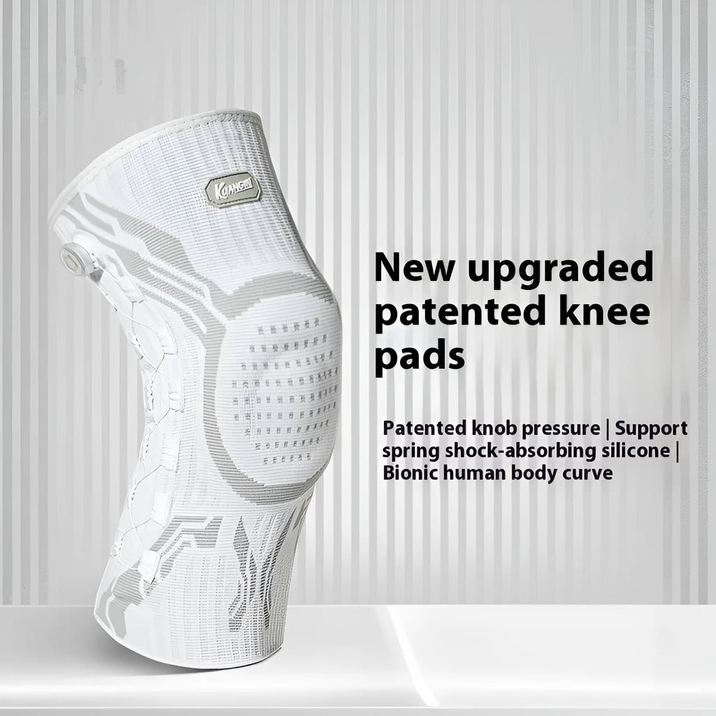 Grey and white sports knee pads showing left and right foot versions for adult basketball football running badminton