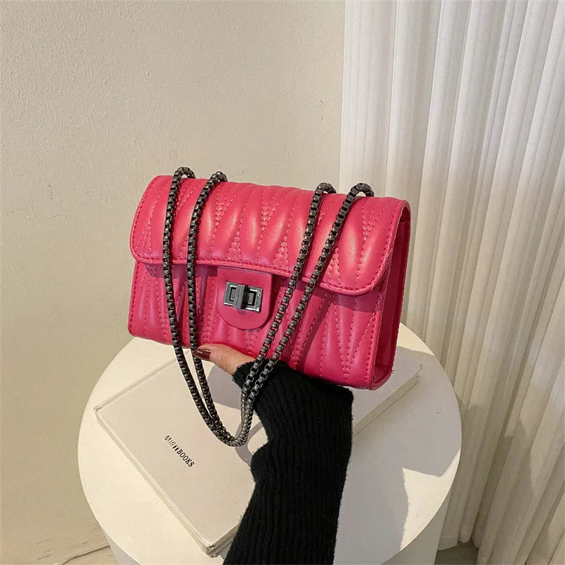 Retro textured diamond pattern small PU leather bag in a horizontal square shape, shown in beige colour.