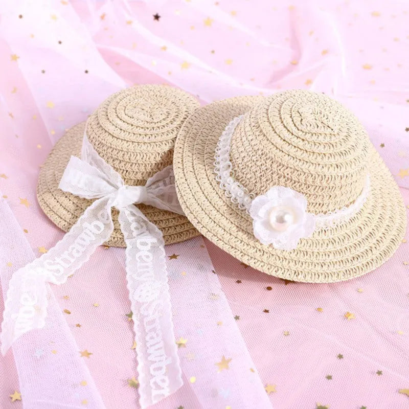 Handmade adjustable bowknot pet hat for dogs and cats in cartoon style with three size options