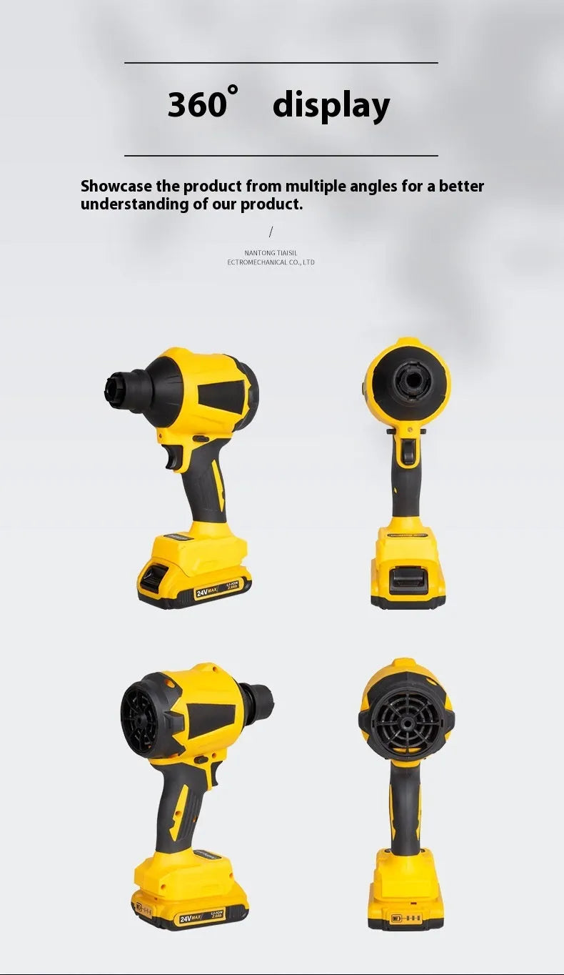 Yellow handheld cordless dust gun for office appliance and computer keyboard cleaning