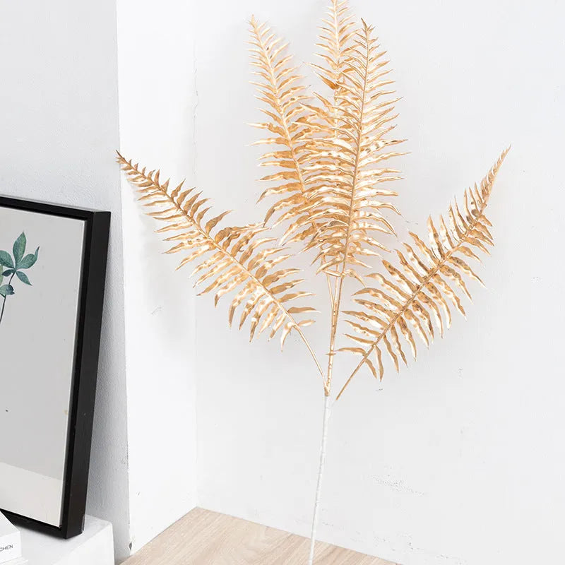 Gold plastic Persian eucalyptus and ginkgo leaf artificial flower arrangement for wedding decor