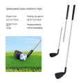 Metal golf club set showing adult and child colour variants for outdoor sports practice
