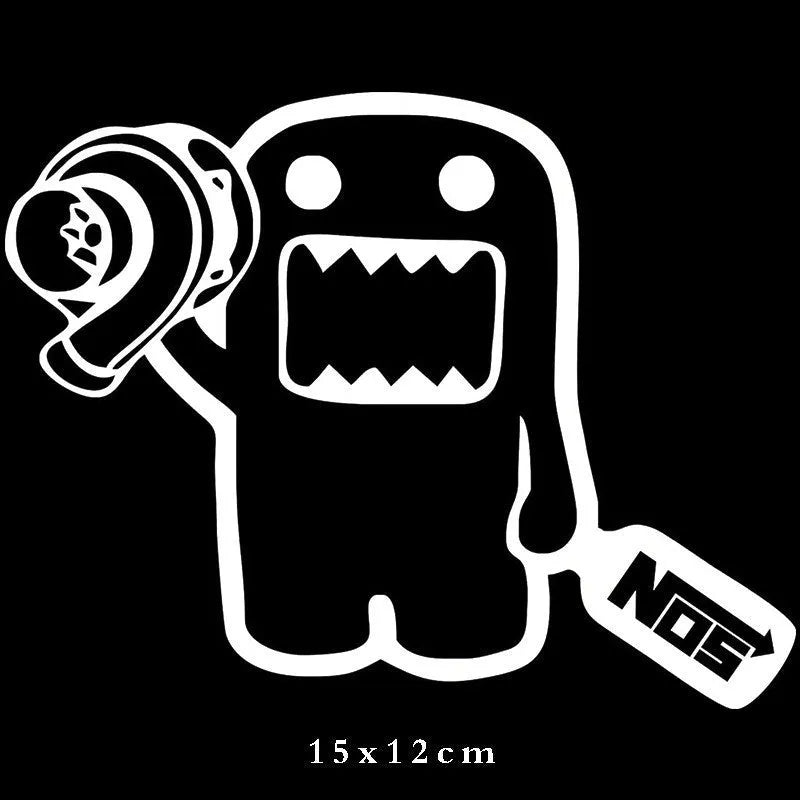 Black and white cartoon car sticker measuring 15x12cm for vehicle decoration
