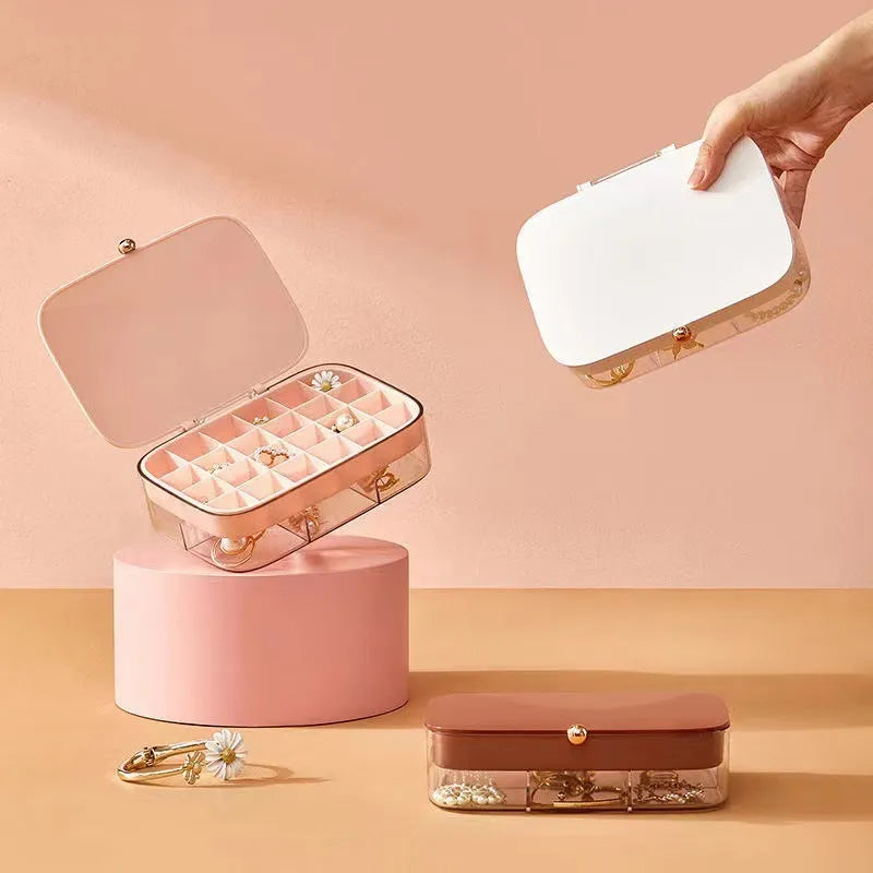 Modern minimalist jewellery storage box in green with multi-layer compartments