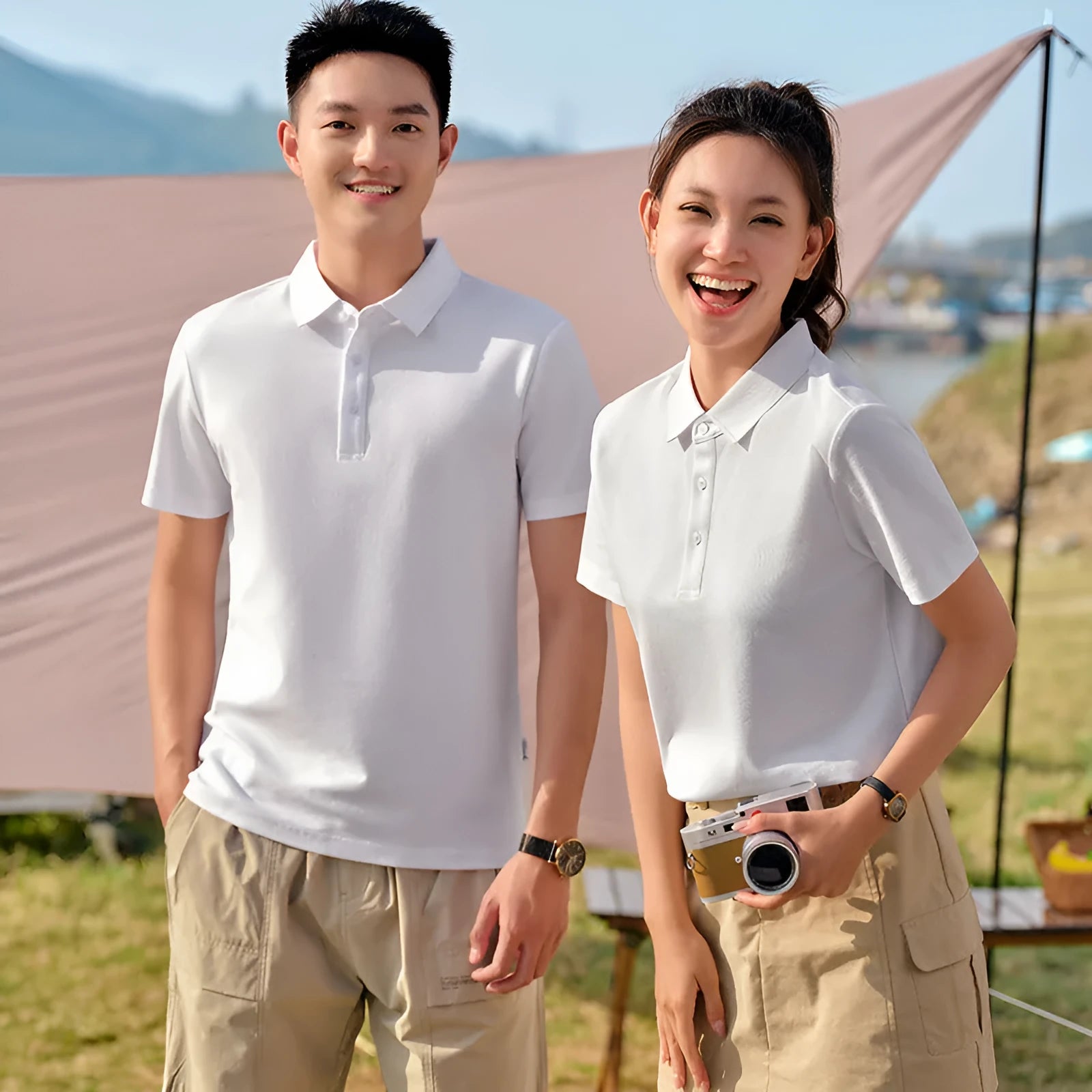 Customised cultural shirt in combed cotton with flocking detail, solid colour, short sleeves, regular fit, available in multiple colours