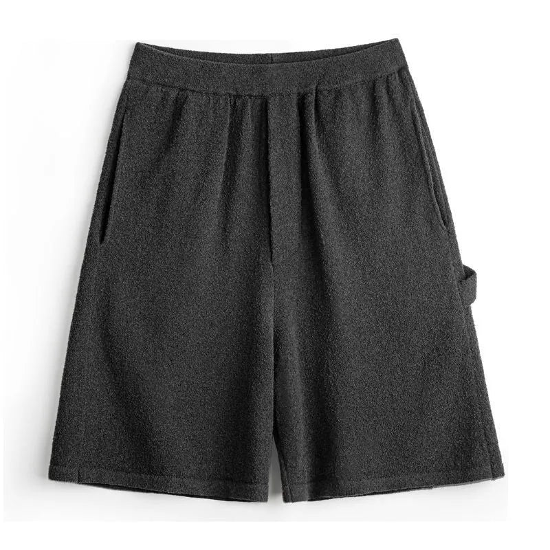 Cement grey men's loose fit straight cut athletic shorts with elastic waistband