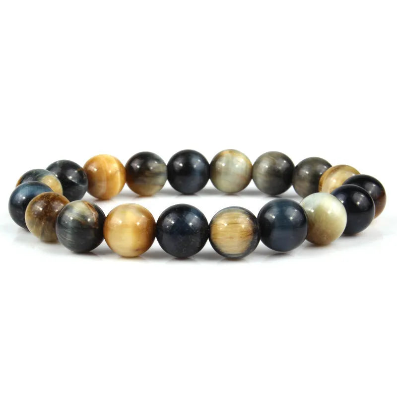 Natural tigereye crystal bead bracelet with round beads in a choice of colours and sizes.