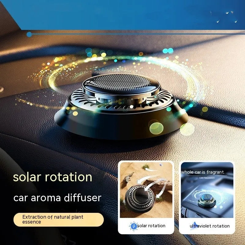 Solar-powered car de-icing device with aromatherapy function in black finish