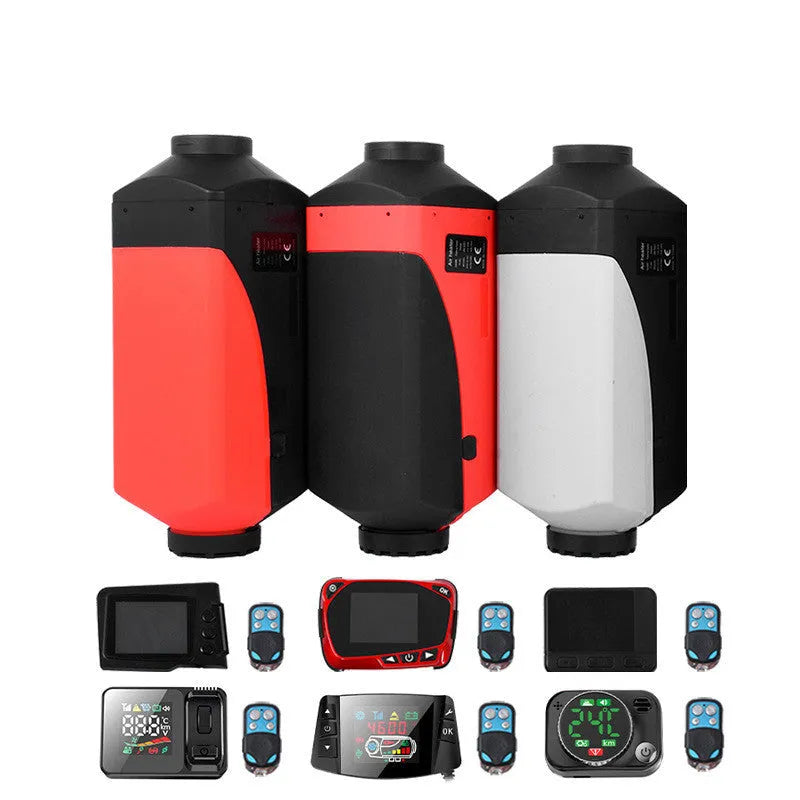Diesel air heater system with fuel tank and installation components for vehicle cabin heating