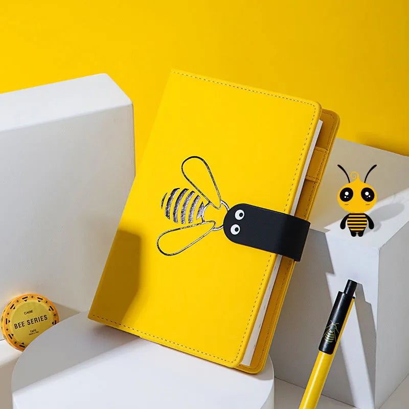 Travel B6 notebook with 144 sheets and soft PU cover in black and yellow colour options