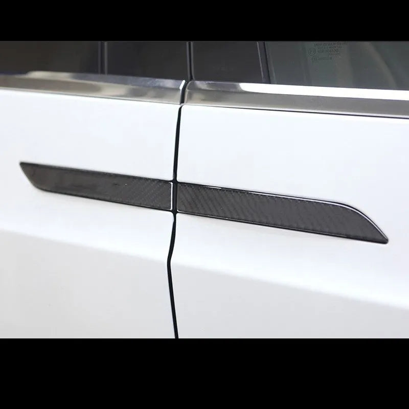 Carbon fibre patterned door handle protection stickers for Tesla Model S