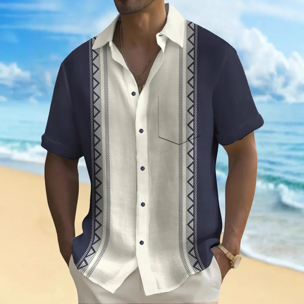 Multicolour printed loose fit men's casual shirt with cardigan style design