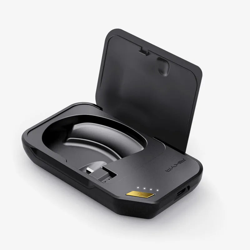 Wireless sweatproof earphones in black gold, black silver, box, and white gold colour options.