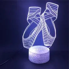 Ballet dancing shoes design 3D night light with multi-colour LED illumination on an ABS base.