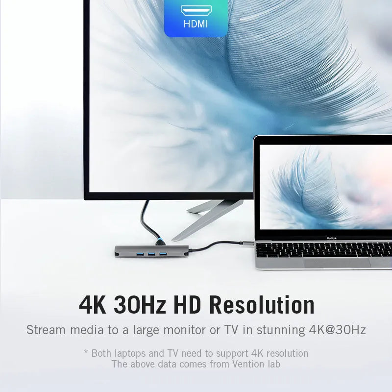 Deep grey USB-C to HDMI, USB 3.0, Ethernet, and card reader multi-port adapter hub